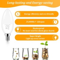 Brightever E12 Led Candelabra 40 Watt Equivalent Light Bulbs, 4W Warm White 2700K Ceiling Fan Bulbs, Chandelier Candle Lights For Wall Lanterns, Pendant Lights, Non-Dimmable, 6-Pack