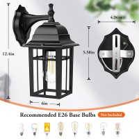 2Pack Outdoor Wall Lanterns Exterior Wall Sconce Light Fixture Waterproof Antirust Aluminum Porch Lights Clear Glass Black