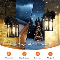 2Pack Outdoor Wall Lanterns Exterior Wall Sconce Light Fixture Waterproof Antirust Aluminum Porch Lights Clear Glass Black