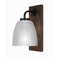 Oxbridge 1 Light Wall Sconce In Matte Black & Painted Wood-Look Metal Finish With 5