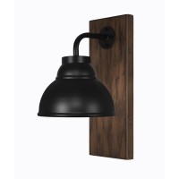 Oxbridge 1 Light Wall Sconce In Matte Black & Painted Wood-Look Metal Finish With 7