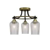 Paramount 3 Light Semi-Flush In Matte Black & Brass Finish With 5