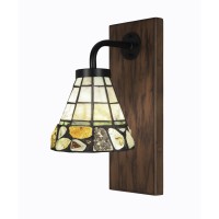 Oxbridge 1 Light Wall Sconce In Matte Black & Painted Wood-Look Metal Finish With 7