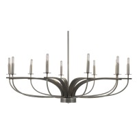 Monterey Uplight, 10 Light, Chandelier Shown In Graphite & Painted Distressed Wood-Look Metal Finish