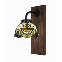 Oxbridge 1 Light Wall Sconce In Matte Black & Painted Wood-Look Metal Finish With 7