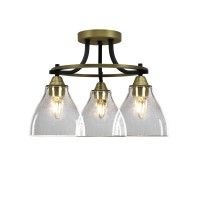 Paramount 3 Light Semi-Flush In Matte Black & Brass Finish With 6.25