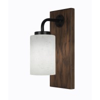 Oxbridge 1 Light Wall Sconce In Matte Black & Painted Wood-Look Metal Finish With 4