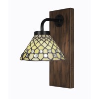 Oxbridge 1 Light Wall Sconce In Matte Black & Painted Wood-Look Metal Finish With 7