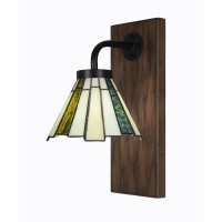 Oxbridge 1 Light Wall Sconce In Matte Black & Painted Wood-Look Metal Finish With 7