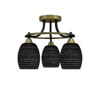 Paramount 3 Light Semi-Flush In Matte Black & Brass Finish With 5