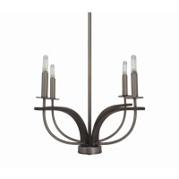 Monterey Uplight, 4 Light, Chandelier Shown In Graphite & Painted Distressed Wood-Look Metal Finish