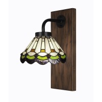 Oxbridge 1 Light Wall Sconce In Matte Black & Painted Wood-Look Metal Finish With 7