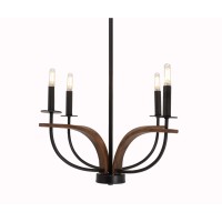 Monterey Uplight, 4 Light, Chandelier Shown In Matte Black & Painted Wood-Look Metal Finish