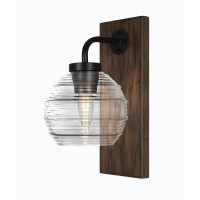 Oxbridge 1 Light Wall Sconce In Matte Black & Painted Wood-Look Metal Finish With 6