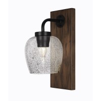 Oxbridge 1 Light Wall Sconce In Matte Black & Painted Wood-Look Metal Finish With 6