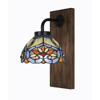 Oxbridge 1 Light Wall Sconce In Matte Black & Painted Wood-Look Metal Finish With 7