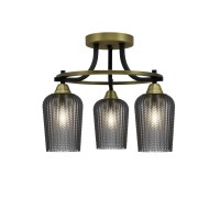 Paramount 3 Light Semi-Flush In Matte Black & Brass Finish With 5