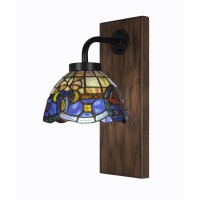 Oxbridge 1 Light Wall Sconce In Matte Black & Painted Wood-Look Metal Finish With 7