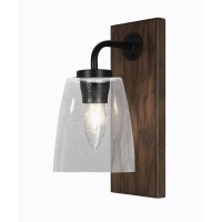 Oxbridge 1 Light Wall Sconce In Matte Black & Painted Wood-Look Metal Finish With 4.5