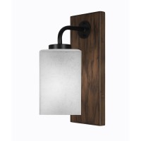 Oxbridge 1 Light Wall Sconce In Matte Black & Painted Wood-Look Metal Finish With 4