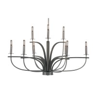 Monterey Uplight, 9 Light, Chandelier Shown In Graphite & Painted Distressed Wood-Look Metal Finish