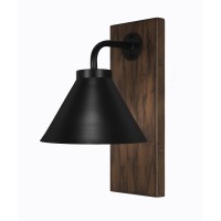 Oxbridge 1 Light Wall Sconce In Matte Black & Painted Wood-Look Metal Finish With 7