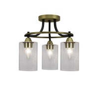 Paramount 3 Light Semi-Flush In Matte Black & Brass Finish With 4