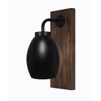 Oxbridge 1 Light Wall Sconce In Matte Black & Painted Wood-Look Metal Finish With 5