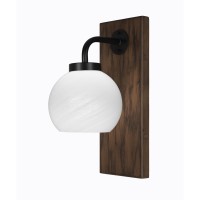 Oxbridge 1 Light Wall Sconce In Matte Black & Painted Wood-Look Metal Finish With 5.75