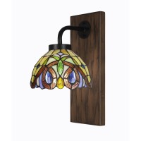 Oxbridge 1 Light Wall Sconce In Matte Black & Painted Wood-Look Metal Finish With 7