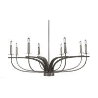 Monterey Uplight, 8 Light, Chandelier Shown In Graphite & Painted Distressed Wood-Look Metal Finish