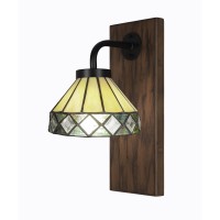 Oxbridge 1 Light Wall Sconce In Matte Black & Painted Wood-Look Metal Finish With 7