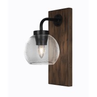 Oxbridge 1 Light Wall Sconce In Matte Black & Painted Wood-Look Metal Finish With 5.75