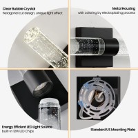 Ccycol Modern Bathroom Sconce Black Sconce Wall Lighting Crystal Led Wall Sconce 18 Inch 4000K Bathroom Vanity Light Fixture Ver