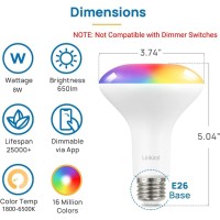 Linkind Matter Br30 Smart Light Bulbs, Rgbtw Led Color Changing Light Bulbs, E26 Flood Light Bulbs 650Lm 60W Recessed Light Bulbs, Smart Bulbs Work With Alexa Apple Home Google Home Smartthings, 2Pack