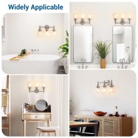 Dewenwils Bathroom Light Fixtures 5Piece Allinone Bathroom Light Set 3 Light Brushed Nickel Bathroom Vanity Light With Glas