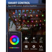 Xmcosy+ Outdoor String Lights 32Ft, Smart Rgbw Patio Lights Outdoor Waterproof With 12 Shatterproof Acrylic Bulbs, App & Wifi Control, Works With Alexa, Dimmable Led String Lights For Outside, Porch