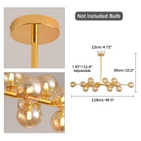 Soutas 16-Light Gold Chandelier Globe Glass Sputnik Chandeliers Pendants Lighting Linear Mid Century Modern Pendant Light Fixtures For Dining Room Living Room