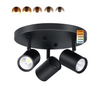 Cloudy Bay 5Cct 3 Light Directional Ceiling Spotlight Dimmable Led Track Light Heads Cri90 1800Lm For Hallway Kitchen Art Black