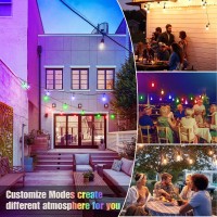 Shine Hai 48Ft Outdoor Rgb String Lights, Cafe Led String Lights With 15+2 Shatterproof Edison Bulbs, Remote Dimmable Commercial String Lights For Patio, Party, Backyard