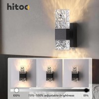 Hitoo Gold Wall Sconces Modern Wall Sconce 3000K6000K Dimmable Led Crystal Lights For Bedroom Living Room Hallway