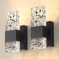 Hitoo Gold Wall Sconces Modern Wall Sconce 3000K6000K Dimmable Led Crystal Lights For Bedroom Living Room Hallway