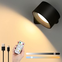 Lightess Rechargeable Wall Sconces With Remote 3 Color Temperatures Dimmable Led Wall Lights Battery Operated Indoor Magneti