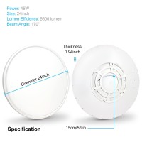 Inshareplus 45W 24 Inch, Led Flush Mount Ceiling Light Fixture, 5600Lm 5000K Daylight White, Ultra-Thin Surface Mount Ceiling Lights, Round Ceiling Lamp For Bathroom, Bedroom, Closet Room, Porch