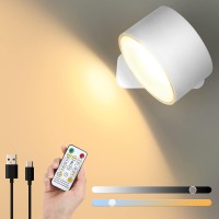 Lightess Led Wall Sconce Wall Mounted Lamp With Rechargeable Battery Operated 3 Brightness Level 3 Color Temp 360Rotate Magn