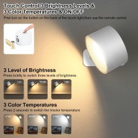 Lightess Led Wall Sconce Wall Mounted Lamp With Rechargeable Battery Operated 3 Brightness Level 3 Color Temp 360Rotate Magn