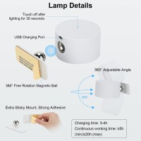 Lightess Led Wall Sconce Wall Mounted Lamp With Rechargeable Battery Operated 3 Brightness Level 3 Color Temp 360Rotate Magn