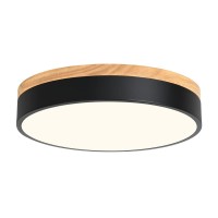 Goomavi Dimmable Wood Led Close To Ceiling Light Modern 2700K6000K 5Cct Round Black Flush Mount Ceiling Light Fixtures Minima