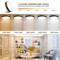 Goomavi Dimmable Wood Led Close To Ceiling Light Modern 2700K6000K 5Cct Round Black Flush Mount Ceiling Light Fixtures Minima