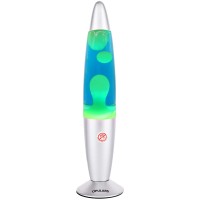 Opulars Lava Lamp Motion Lava Lamps For Adults And Kids, 13.5-Inch Silver Base Lamp With Green Wax In Blue Liquid,Mood Lighting Cool Stuff Christmas Birthday Gift Thanksgiving Decorations